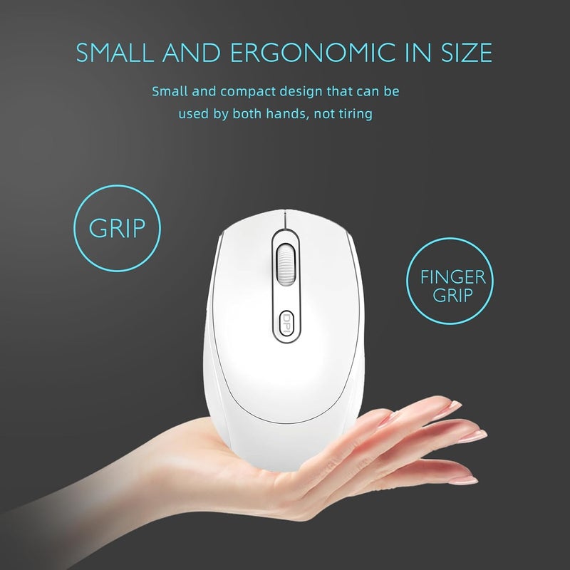 ONEUP Wireless Mouse, 2.4G, Silent, USB Nano Receiver, for Laptop, Chromebook, PC, Mac, Windows and School Work (White) - Image 2